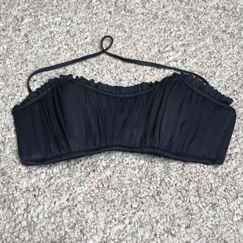 J Crew Gray Ruched Bikini Top NWOT